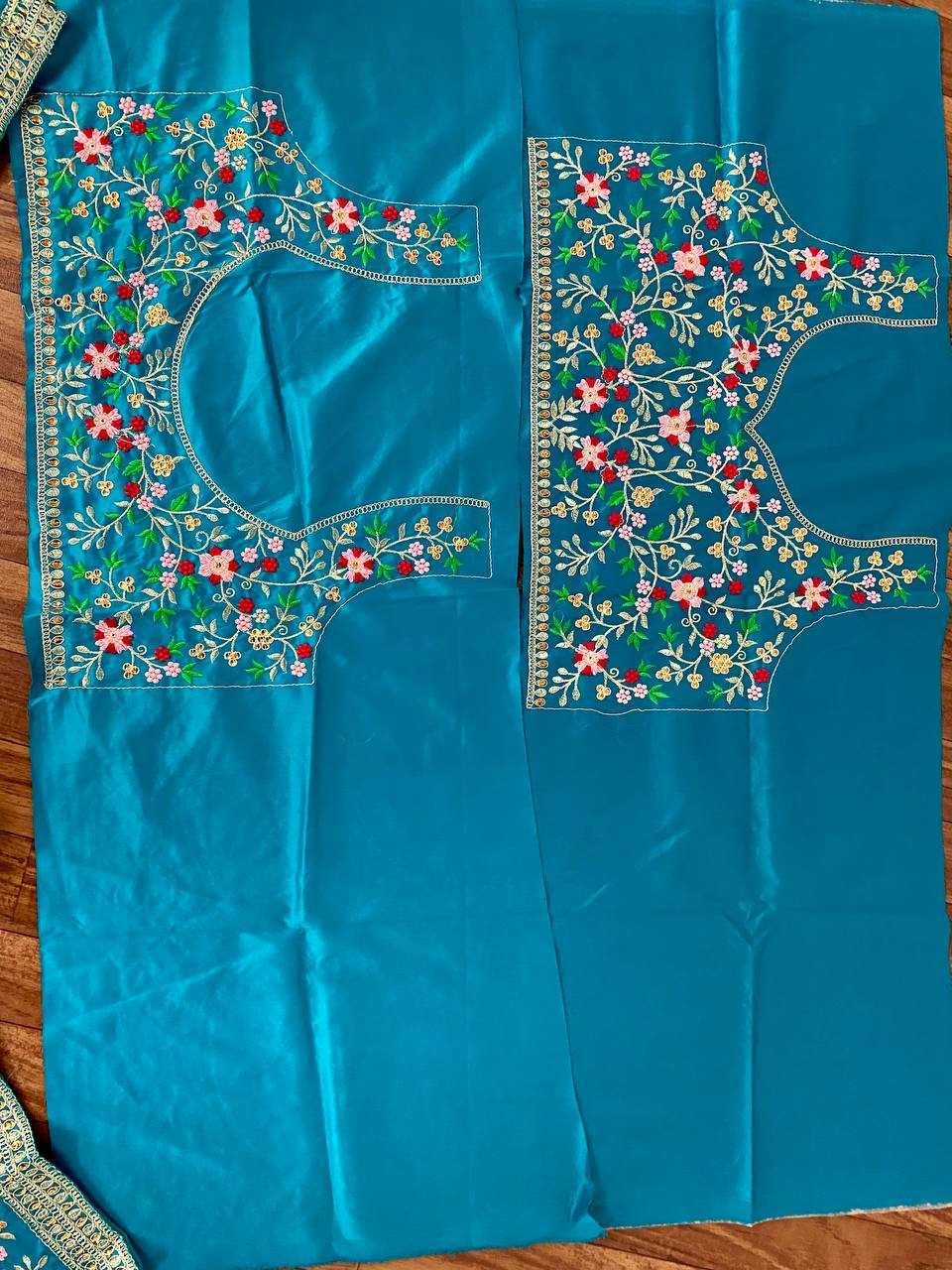 Satin Silk Embroidered Blue Lehenga - MYLUXURY LANE ENTERPRISE
